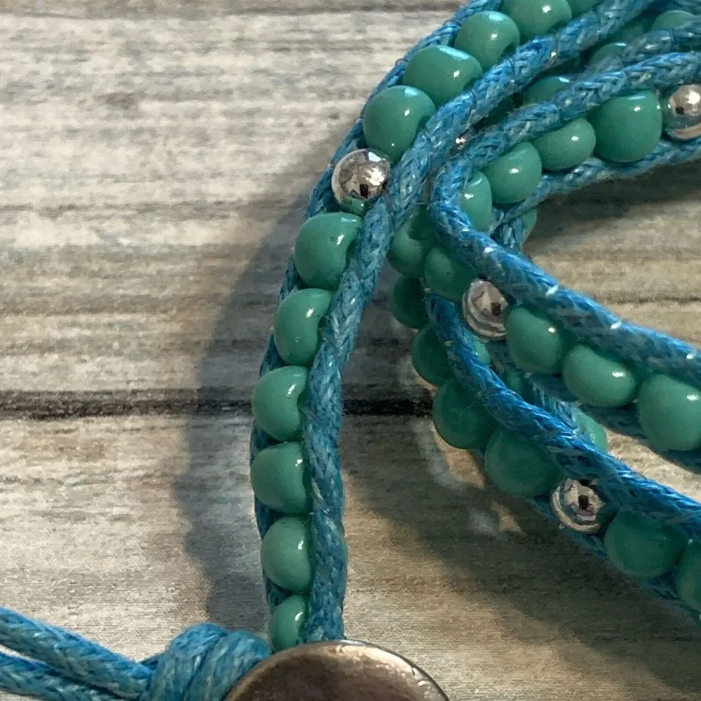 Blue Turquoise Beads Wrap Bracelet 30